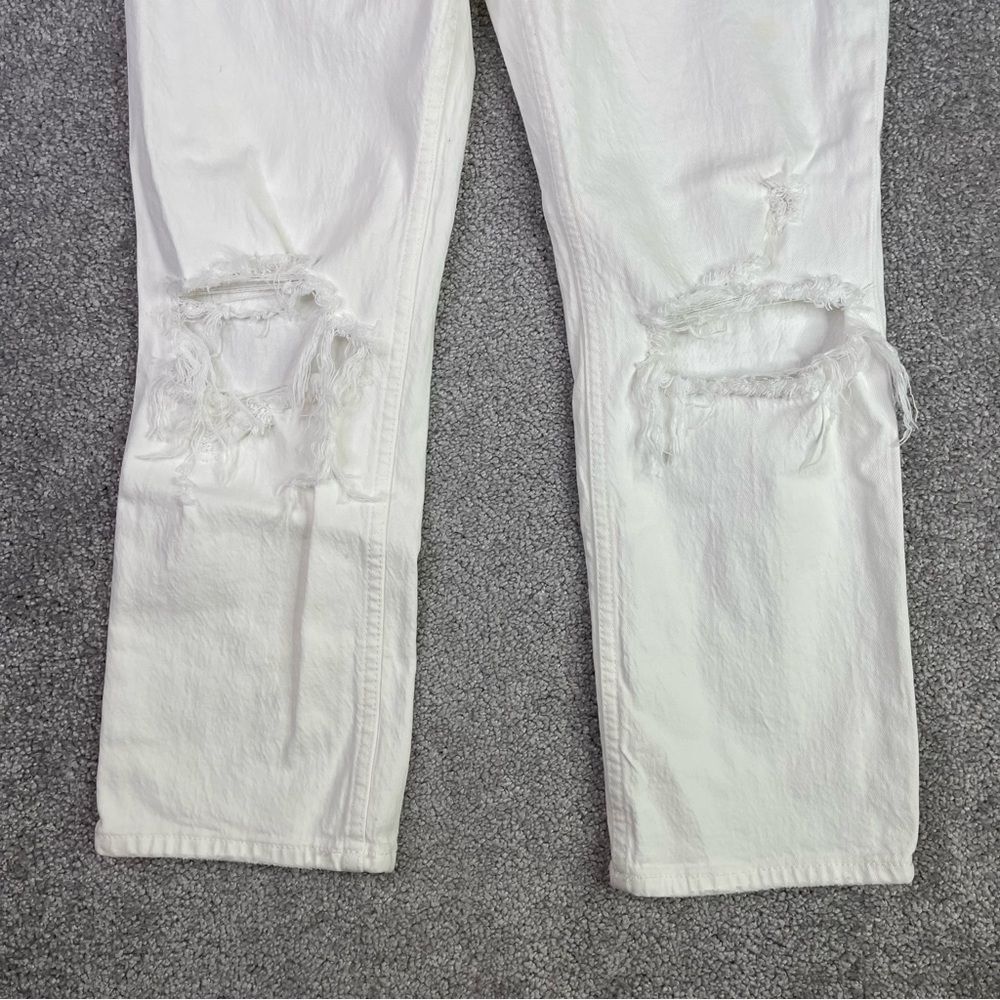 Abercrombie & Fitch Jeans Women's 26 Short White Ankle Straight High Rise Ripped - Picture 2 of 11